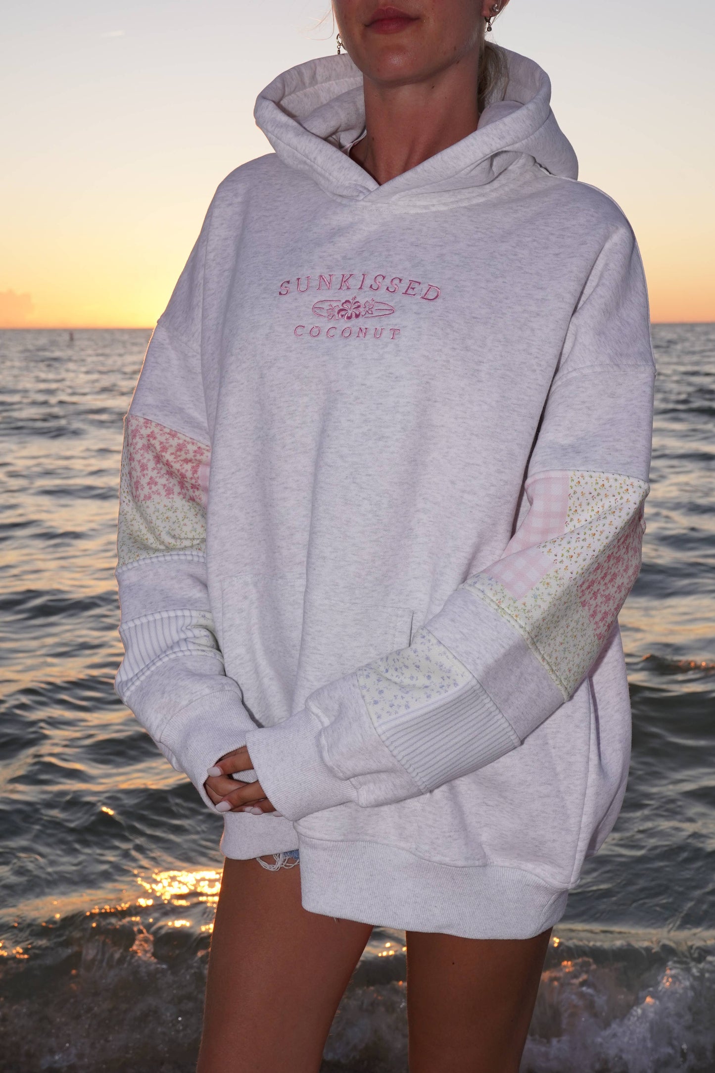 Sunkissedcoconut Logo Quilted Pastel Embroidered Hoodie