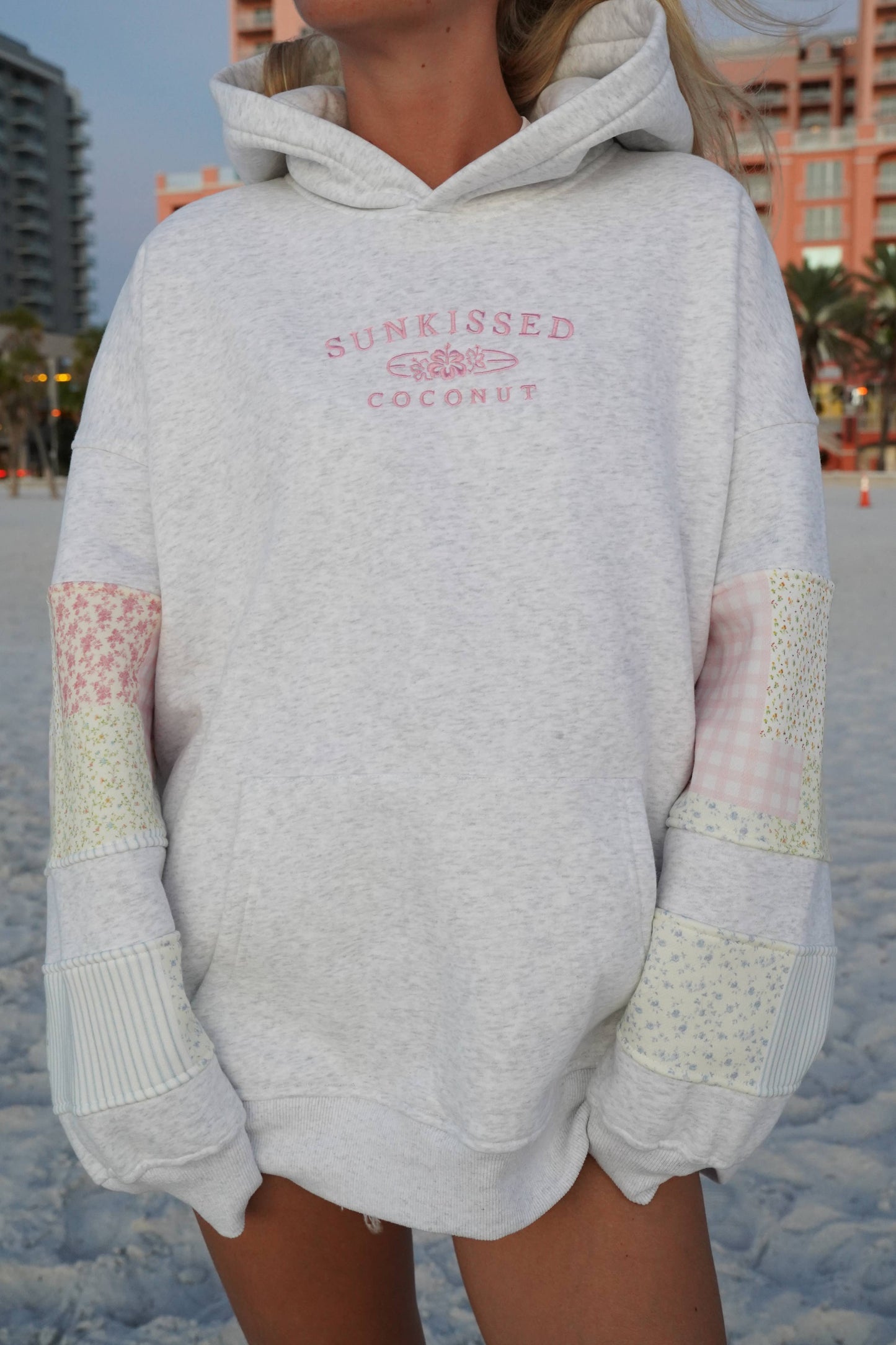 Sunkissedcoconut Logo Quilted Pastel Embroidered Hoodie