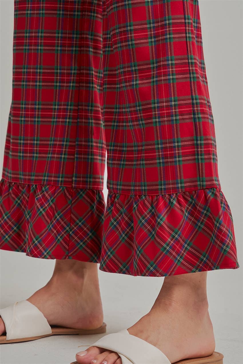 MAKE IT MERRY  CHRISTMAS PLAID CASUAL WIDE LEG