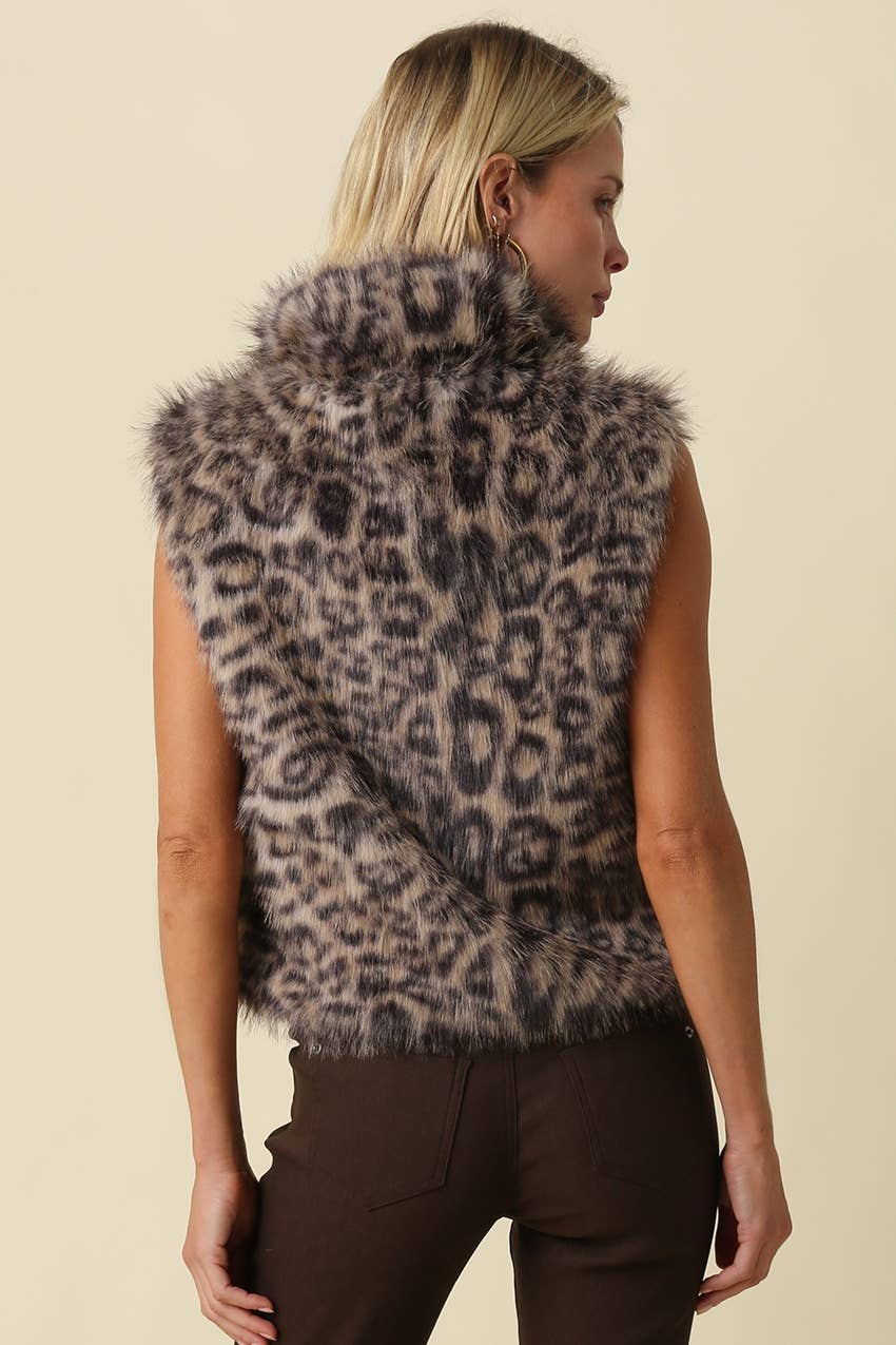 Cameron Leopard Faux Fur Vest
