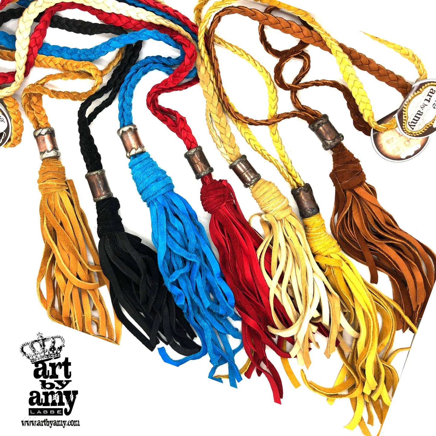 Braided Leather Tassel Necklace: Tobacco