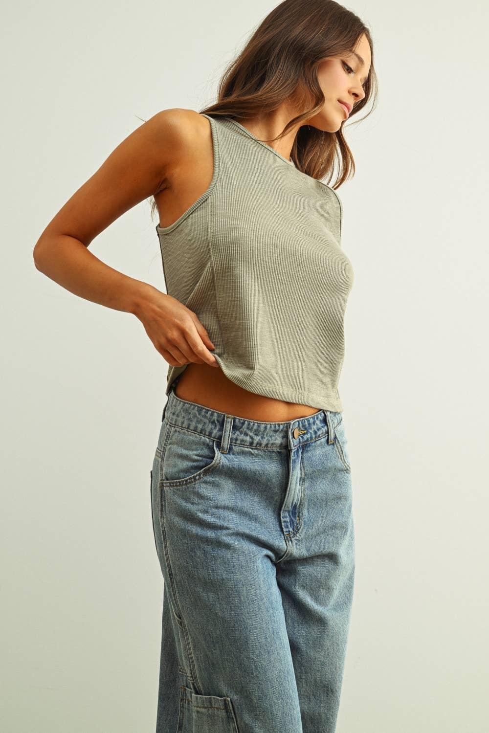ET6892   WASHED RIB SLEEVELESS TOP