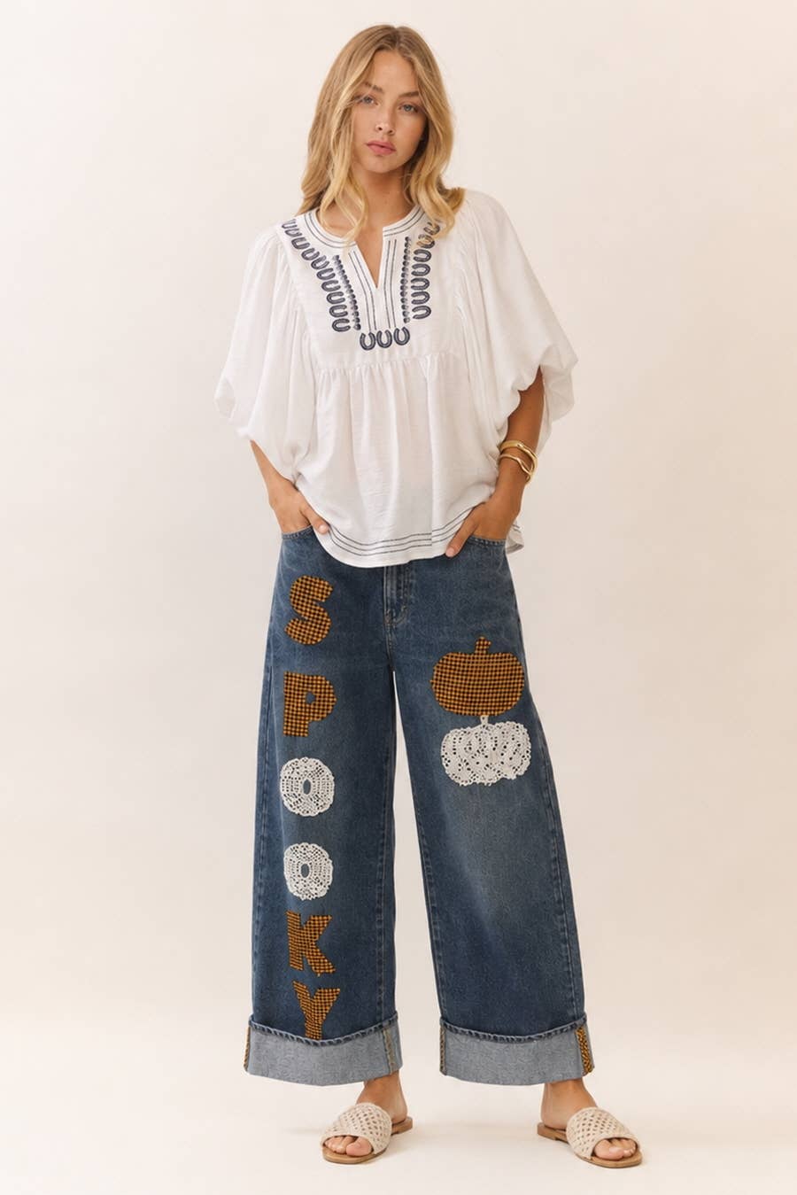 OCT 1ST SHIP SPOOKY Barrel Denim Jean: WASHED BLUE DENIM