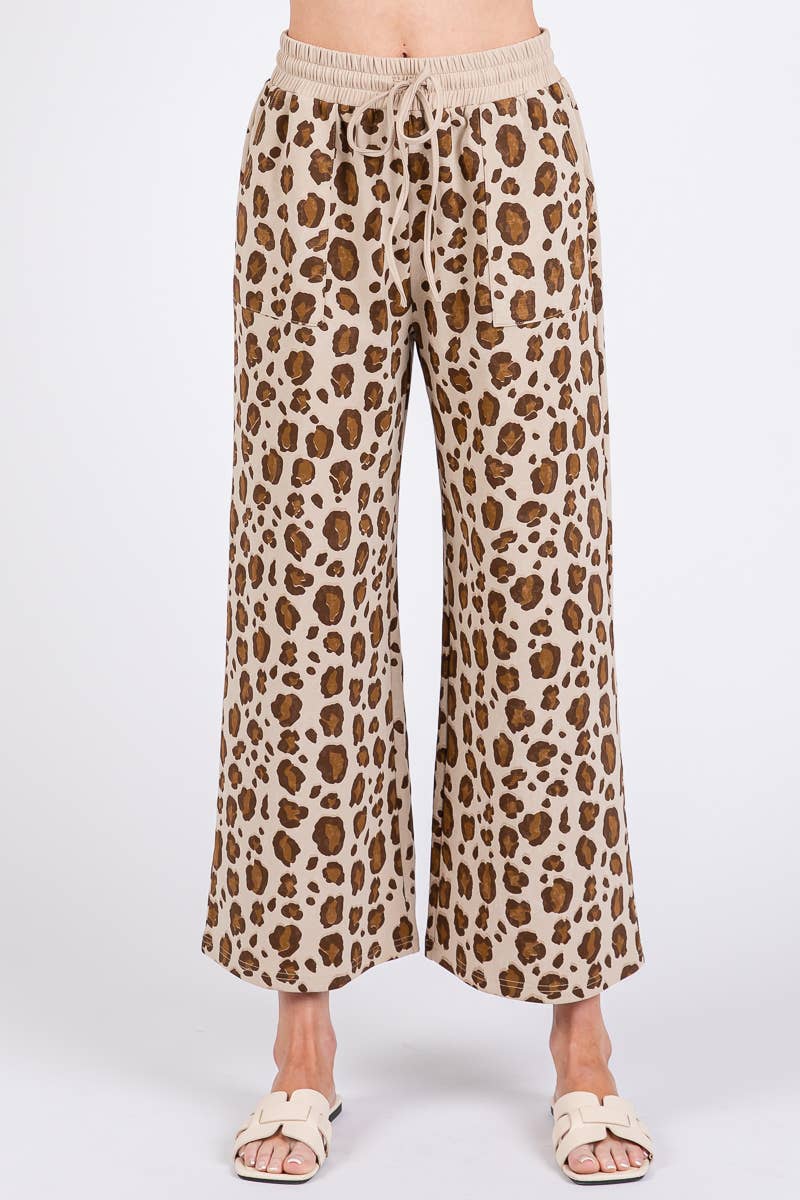 LEOPARD PRINT SCUBA TOP AND PANTS SETS