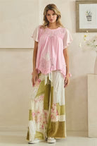 Oli and Hali -Washed lace ruffle hem tunic - Peony Pink